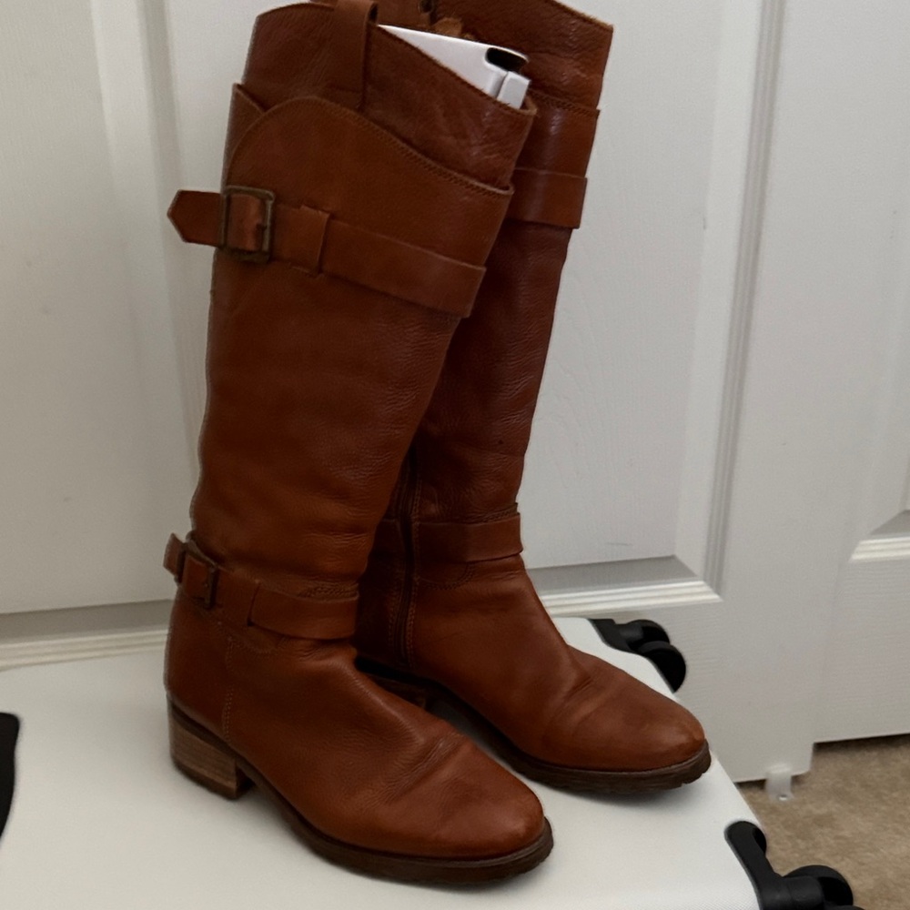 Brown Leather Knee-High Boots